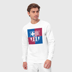 Костюм хлопковый мужской FC Barcelona Logo 2022, цвет: белый — фото 2