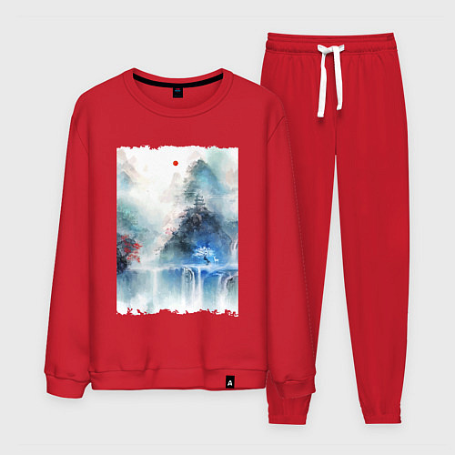Мужской костюм Изумительный японский пейзаж / Красный – фото 1