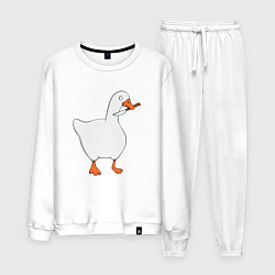 Костюм хлопковый мужской ГУСЬ С НОЖОМ МЕМ, цвет: белый