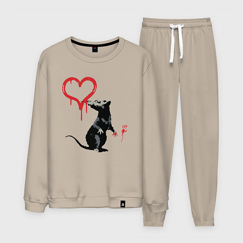 Мужской костюм BANKSY БЭНКСИ крыса и сердце / Миндальный – фото 1