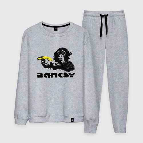 Мужской костюм Banksy - Бэнкси обезьяна с бананом / Меланж – фото 1