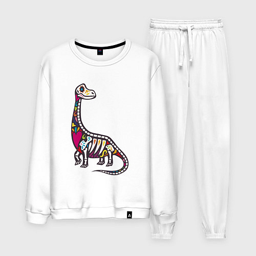 Мужской костюм Разноцветный скелет динозавра / Белый – фото 1
