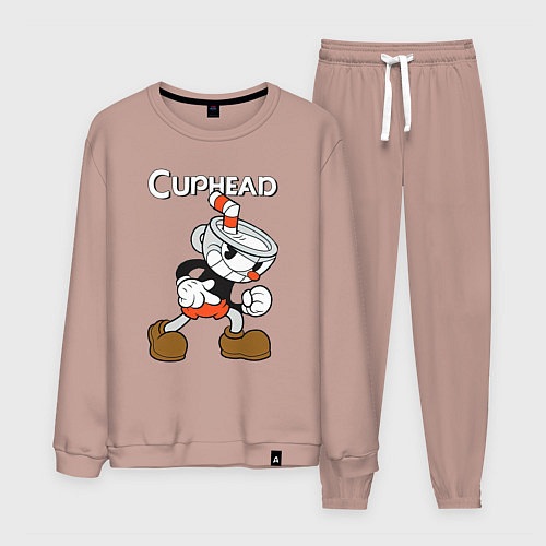 Мужской костюм Злая чашечка cuphead / Пыльно-розовый – фото 1