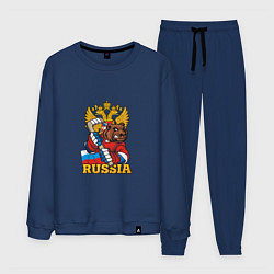 Костюм хлопковый мужской Хоккей - Russia, цвет: тёмно-синий