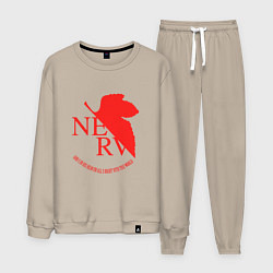 Костюм хлопковый мужской Nerv в Neon Genesis Evangelion, цвет: миндальный