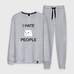 Мужской костюм I hate people, текст с белым котом