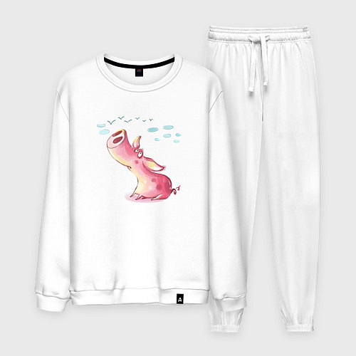 Мужской костюм Мечтающий поросенок / Белый – фото 1