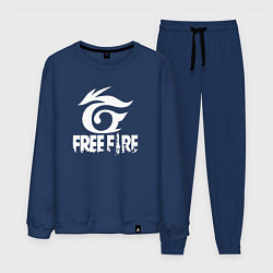 Костюм хлопковый мужской Free Fire - белый лого, цвет: тёмно-синий