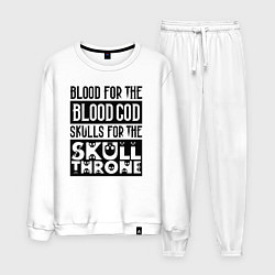 Костюм хлопковый мужской Девиз последователей Кхорна для светлого фона, цвет: белый