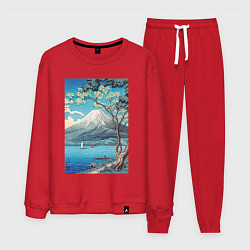 Костюм хлопковый мужской Mount Fuji from Lake Yamanaka Гора Фудзи, цвет: красный