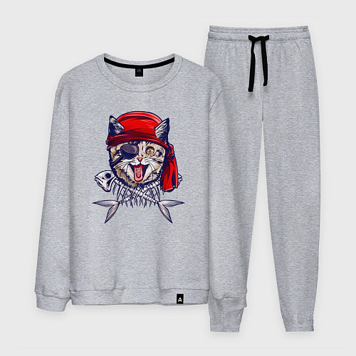 Мужской костюм Кот пират и рыбьи кости / Меланж – фото 1