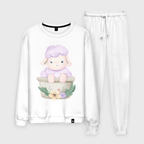 Мужской костюм Милая Овечка Сидит В Горшочке / Белый – фото 1