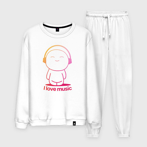 Мужской костюм I love music цветная / Белый – фото 1