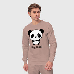 Костюм хлопковый мужской Эй, чувак! Панда Hey, man! Panda, цвет: пыльно-розовый — фото 2