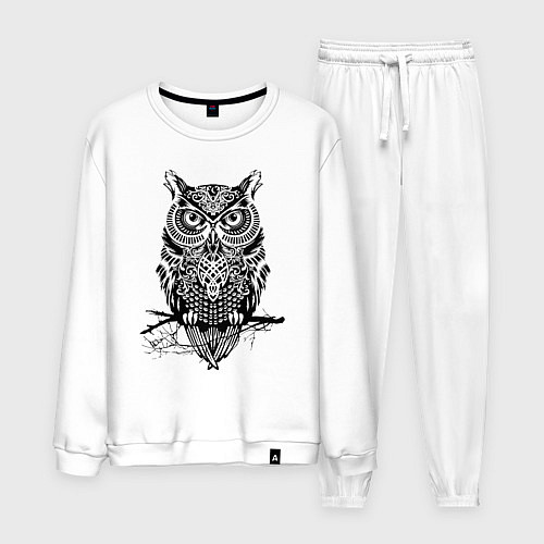 Мужской костюм Черная сова в узорах / Белый – фото 1