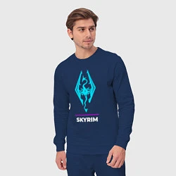 Костюм хлопковый мужской Символ Skyrim в неоновых цветах, цвет: тёмно-синий — фото 2