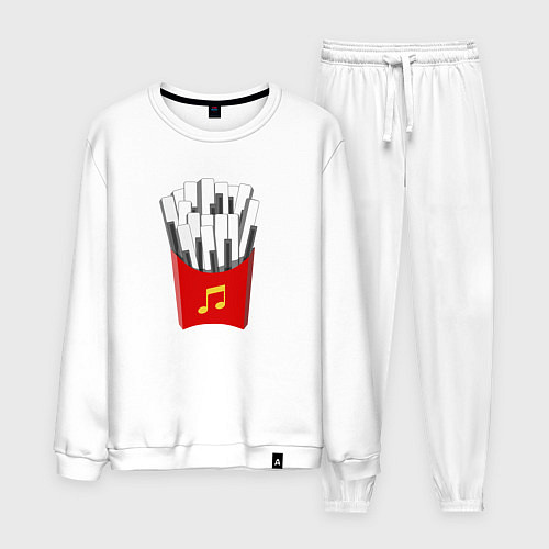 Мужской костюм Картошка Фри Клавиши Фортепиано / Белый – фото 1