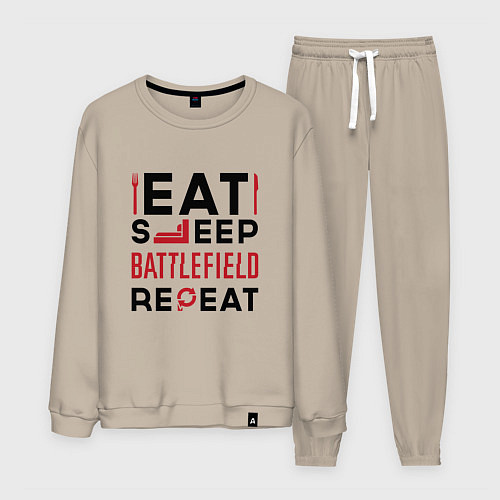 Мужской костюм Надпись: Eat Sleep Battlefield Repeat / Миндальный – фото 1