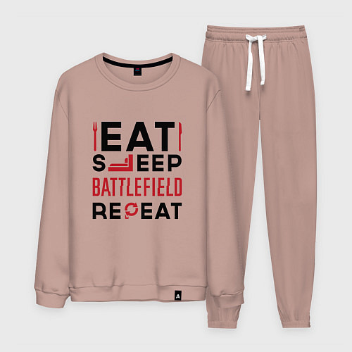 Мужской костюм Надпись: Eat Sleep Battlefield Repeat / Пыльно-розовый – фото 1