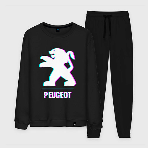 Мужской костюм Значок Peugeot в стиле Glitch / Черный – фото 1