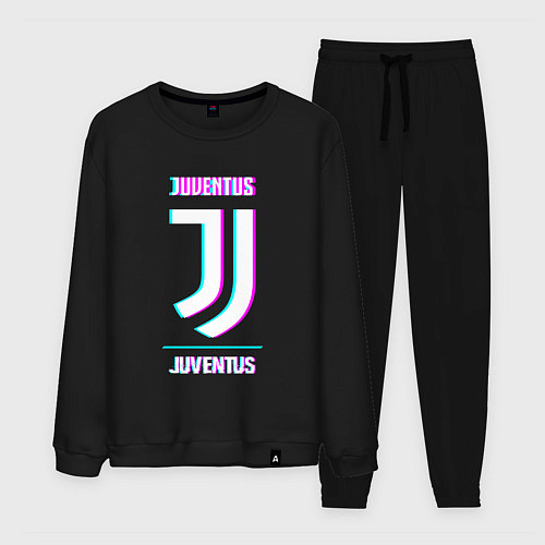 Мужской костюм Juventus FC в стиле Glitch / Черный – фото 1