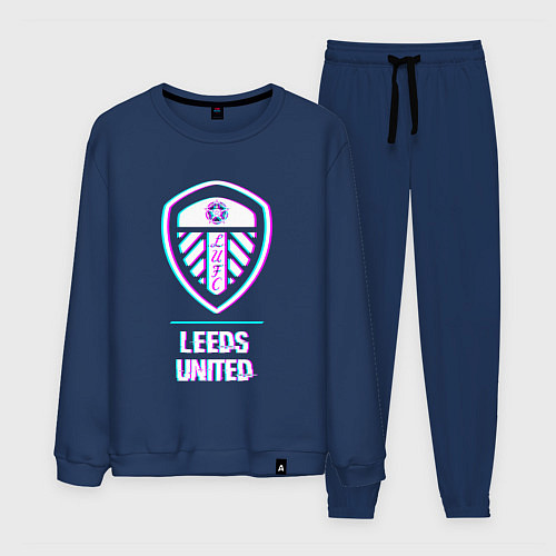 Мужской костюм Leeds United FC в стиле Glitch / Тёмно-синий – фото 1