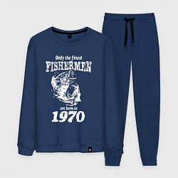 Костюм хлопковый мужской Только лучшие рыбаки родились в 1970 году, цвет: тёмно-синий