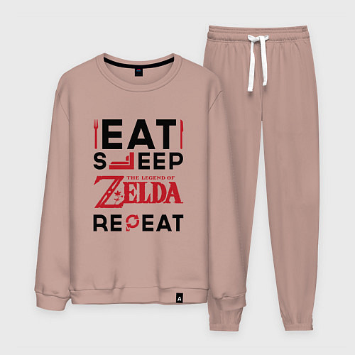 Мужской костюм Надпись: Eat Sleep Zelda Repeat / Пыльно-розовый – фото 1