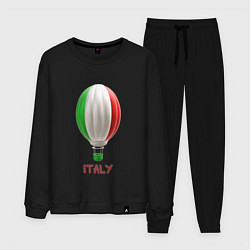 Костюм хлопковый мужской 3d aerostat Italy flag, цвет: черный
