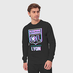 Костюм хлопковый мужской Lyon FC в стиле Glitch, цвет: черный — фото 2