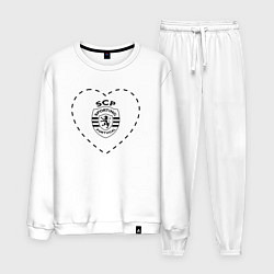 Костюм хлопковый мужской Лого Sporting в сердечке, цвет: белый
