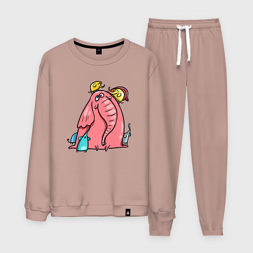 Мужской костюм Розовая слоника со слонятами / Пыльно-розовый – фото 1