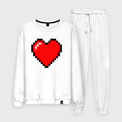 Костюм хлопковый мужской Пиксельное сердце-здоровье - Красный, цвет: белый