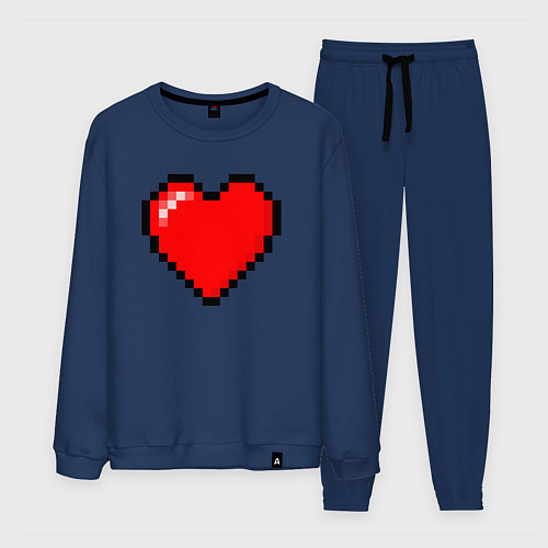Мужской костюм Пиксельное сердце-здоровье - Красный / Тёмно-синий – фото 1