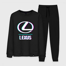 Костюм хлопковый мужской Значок Lexus в стиле glitch, цвет: черный