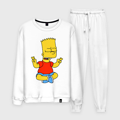 Мужской костюм Барт Симпсон - сидит со скрещенными пальцами / Белый – фото 1