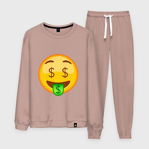 Мужской костюм Эмодзи Любитель Денег / Пыльно-розовый – фото 1