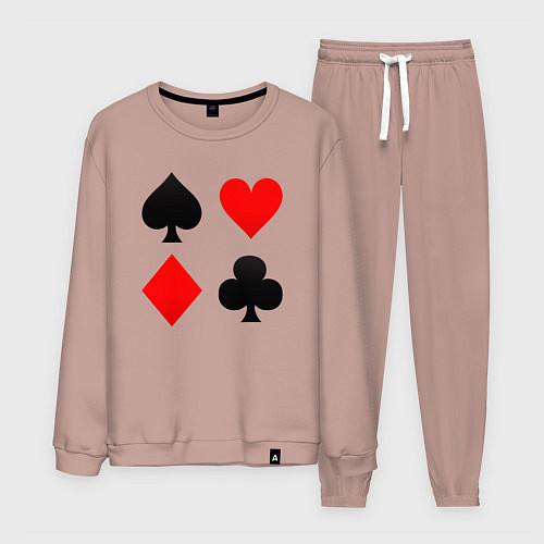 Мужской костюм Четыре масти игральных карт / Пыльно-розовый – фото 1