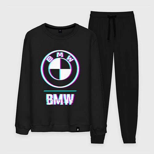 Мужской костюм Значок BMW в стиле glitch / Черный – фото 1