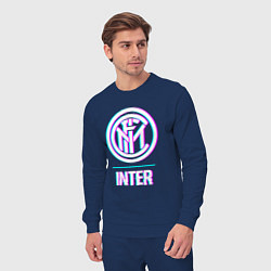 Костюм хлопковый мужской Inter FC в стиле glitch, цвет: тёмно-синий — фото 2