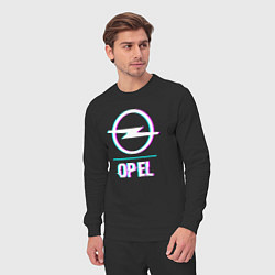 Костюм хлопковый мужской Значок Opel в стиле glitch, цвет: черный — фото 2