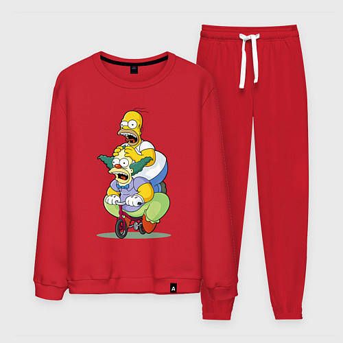 Мужской костюм Гомер Симпсон и Клоун Красти едут на детском велос / Красный – фото 1