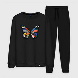 Костюм хлопковый мужской Графичная бабочка, цвет: черный