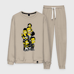 Костюм хлопковый мужской Simpsons not dead! Motto, цвет: миндальный