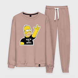 Костюм хлопковый мужской Гомер Симпсон - Rock n Roll, цвет: пыльно-розовый