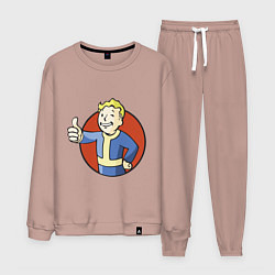 Костюм хлопковый мужской Vault boy like, цвет: пыльно-розовый