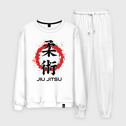 Мужской костюм Jiu jitsu red splashes logo / Белый – фото 1