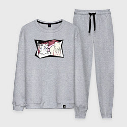 Костюм хлопковый мужской Кошка и попка, цвет: меланж