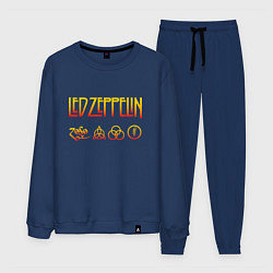 Костюм хлопковый мужской Led Zeppelin - logotype, цвет: тёмно-синий