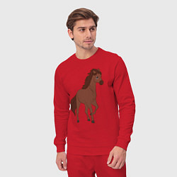 Костюм хлопковый мужской Лошадка мустанг, цвет: красный — фото 2